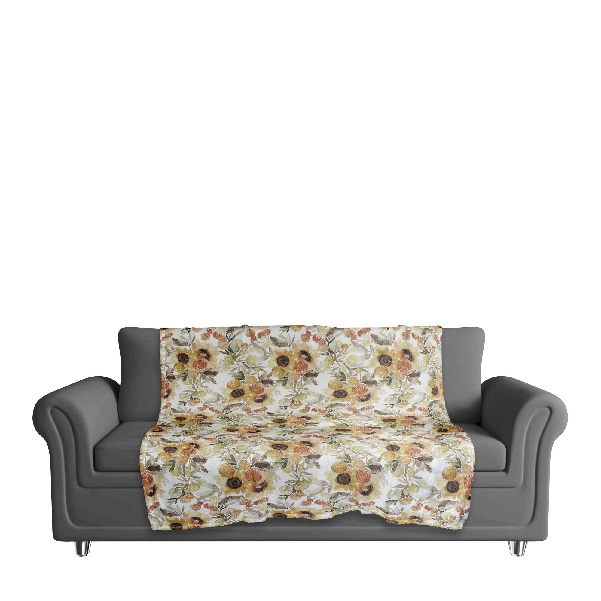 Fall Sunflowers Coral Fleece Blanket
